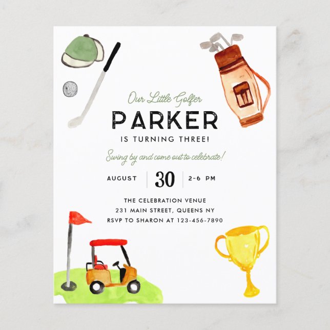 Budget Our Little Golfer Bag Cart Golf Birthday (Front)