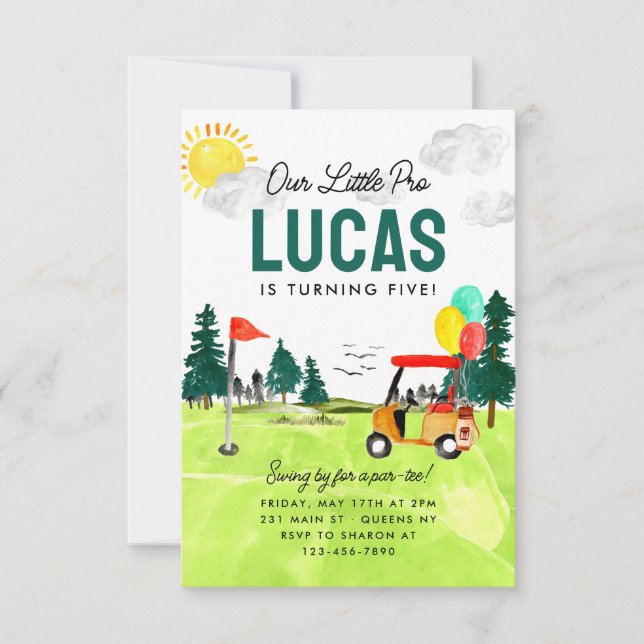 Budget Our Little Pro Par-tee Kids Golf Birthday Card (Front)