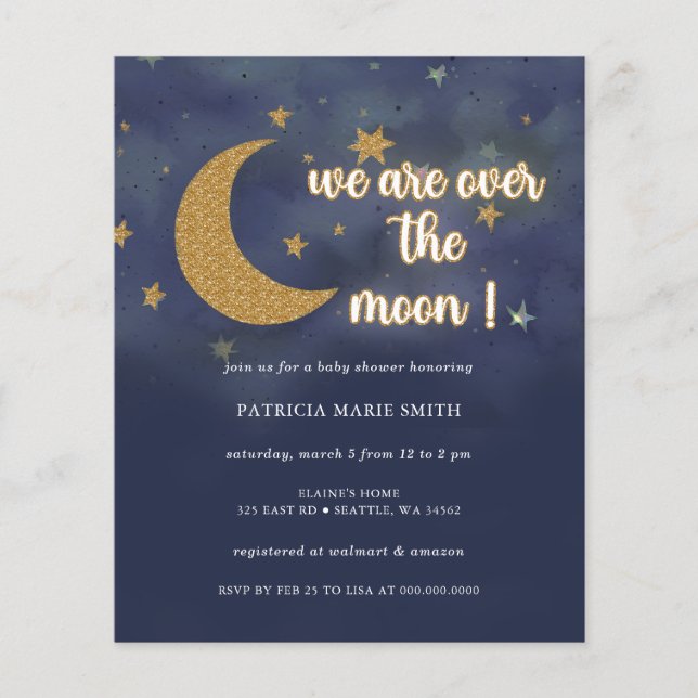 Budget Over the Moon Gender Neutral Baby Shower (Front)