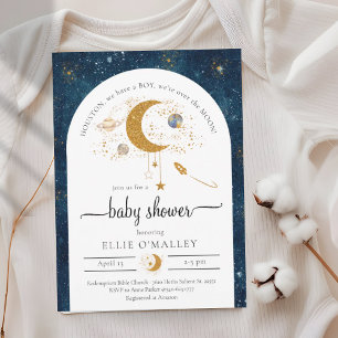 Budget Over The Moon Space Baby Shower Invitation