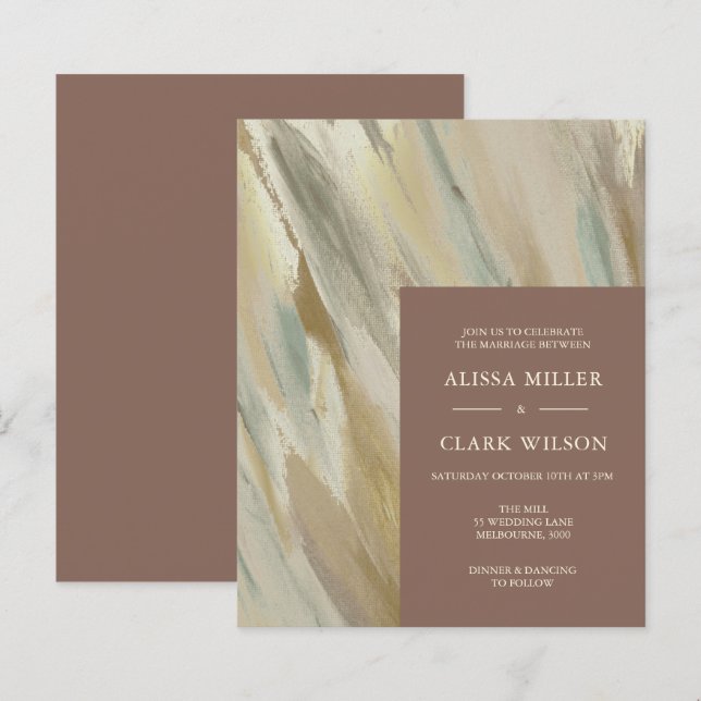 BUDGET Painterly Abstract Wedding Invitation (Front/Back)