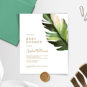 Budget Palm Leaf Tropical Baby Shower Invitation