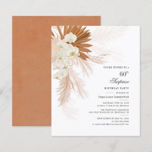 Budget Pampas Grass 60th Birthday Party Invitation