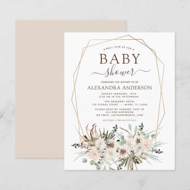 Budget Pampas Grass Baby Shower Boho Eucalyptus (Front/Back)
