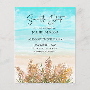 Budget Pampas Grass Beach Wedding Save the Date