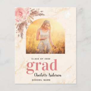Budget pampas grass blush graduation thank you
