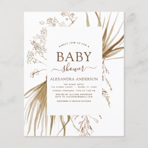 Budget Pampas Grass Bohemian Boho Baby Shower Flyer