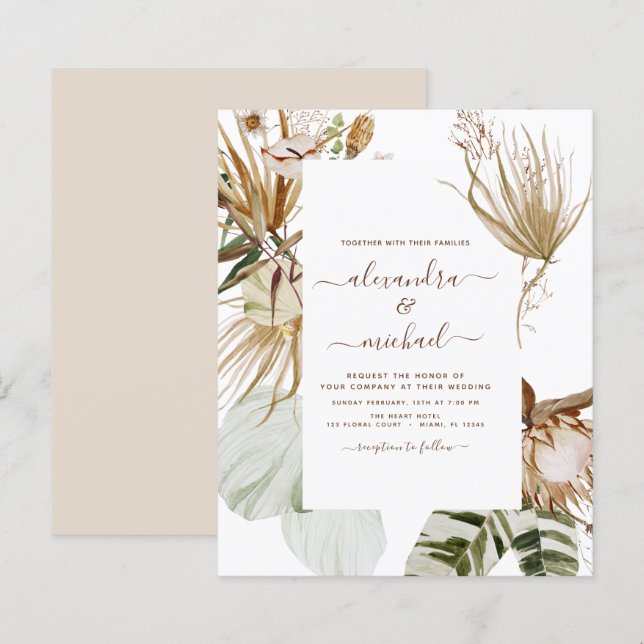 Budget Pampas Grass Bohemian Boho Tropical Wedding (Front/Back)
