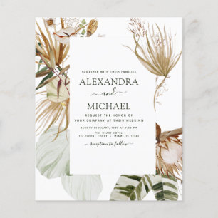 Budget Pampas Grass Bohemian Boho Tropical Wedding Flyer