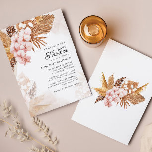 Budget Pampas Grass Boho Baby Shower Invitation