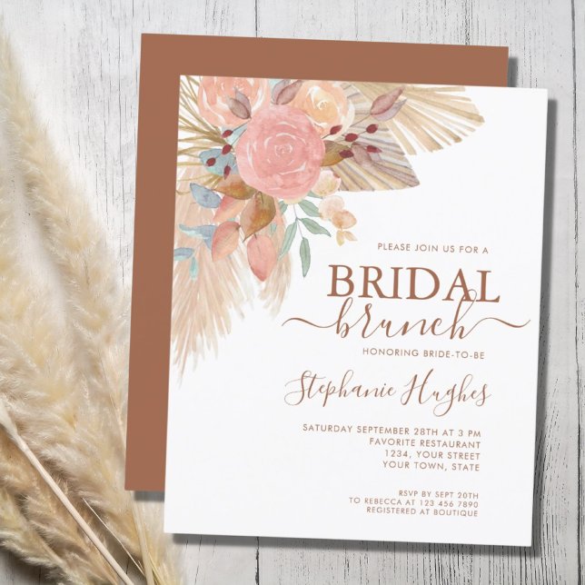 Budget Pampas Grass Boho Bridal Brunch Invitation (Creator Uploaded)