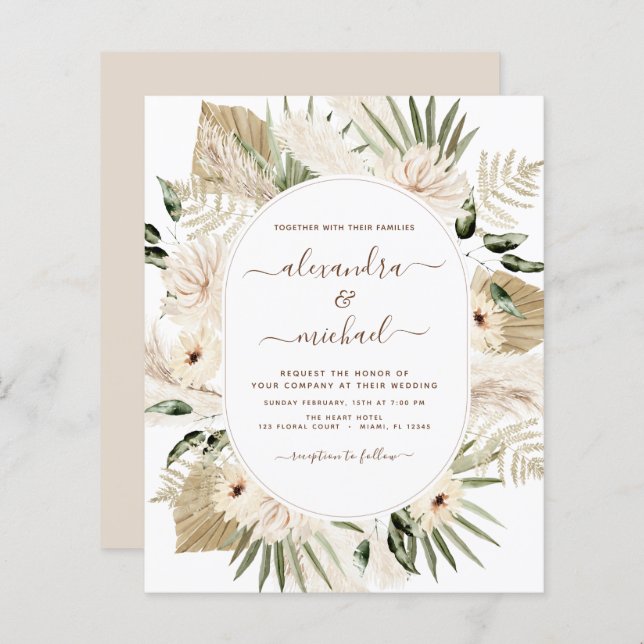 Budget Pampas Grass Boho Eucalyptus Wedding  (Front/Back)
