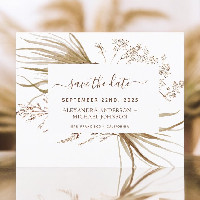 Budget Pampas Grass Boho Save the Date Flyer (Creator Uploaded)