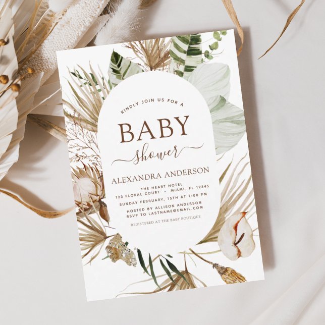Budget Pampas Grass Boho Tropical Baby Shower Flye Flyer (Creator Uploaded)