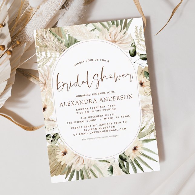 Budget Pampas Grass Bridal Shower Boho Eucalyptus Flyer (Creator Uploaded)