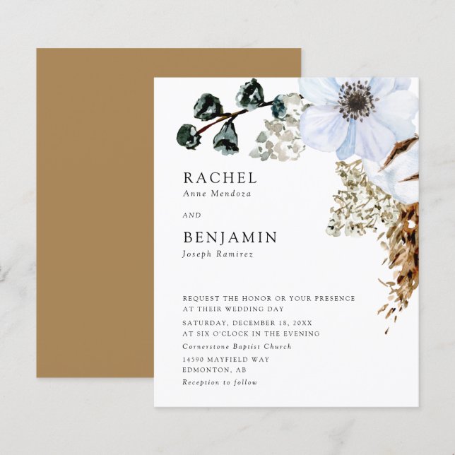 Budget Pampas Grass Elegant Boho Wedding Floral  (Front/Back)