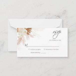 Budget Pampas Grass Floral Palms Wedding RSVP Card