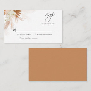 Budget Pampas Grass Floral Wedding RSVP Card