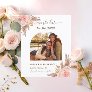 Budget pampas grass photo wedding Save the Date