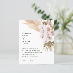 budget pampas grass rustic wedding invitation