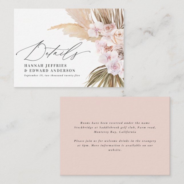 budget pampas grass rustic wedding RSVP  Card (Front/Back)
