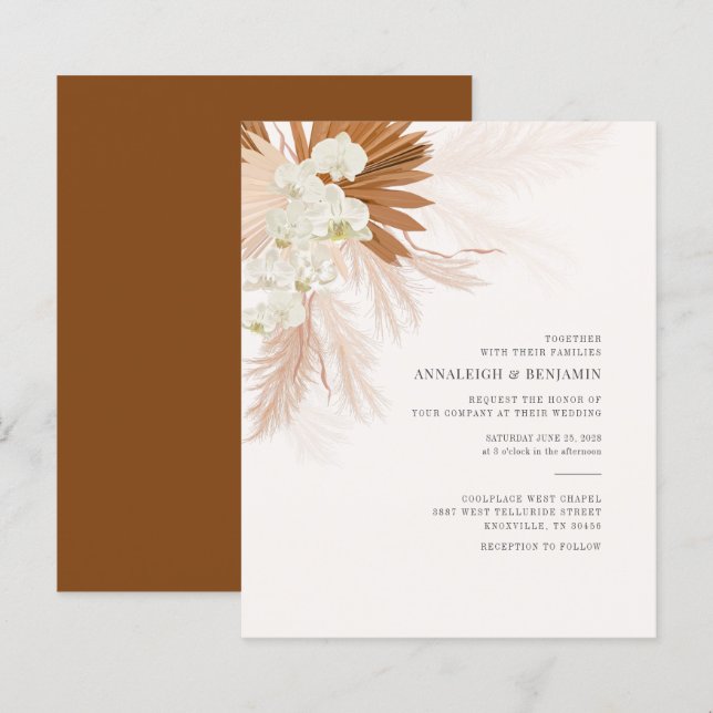 Budget Pampas Grass Terracotta Invitation (Front/Back)