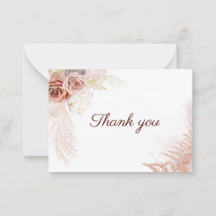 Budget Pampas Grass Terracotta Wedding Thank You Card