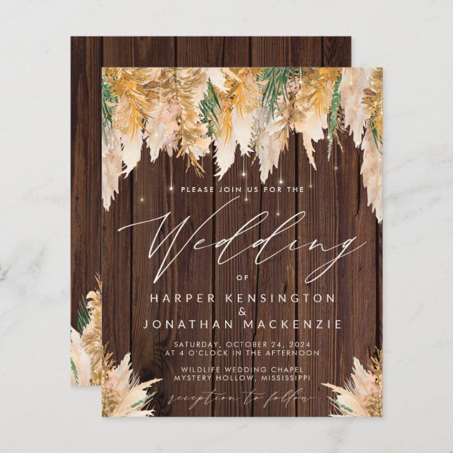 BUDGET Pampas Grass Wood String Lights Wedding (Front/Back)