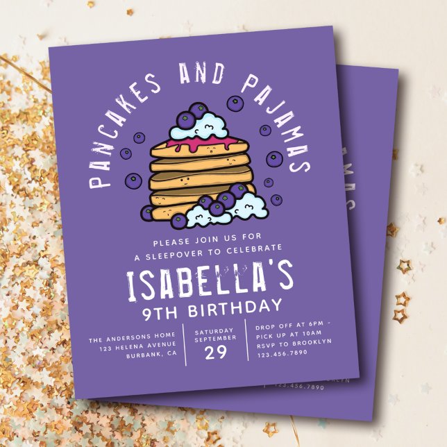 Budget Pancakes and Pyjamas Sleepover Invitation Flyer (Creator Uploaded)