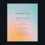 Budget Pastel Blue Gradient Bat Mitzvah Invite<br><div class="desc">Budget Boho Celestial Pastel Blue and Pink Gradient Bat Mitzvah Invitation</div>