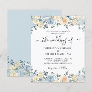 Budget Pastel Dusty Blue Wedding Invitation