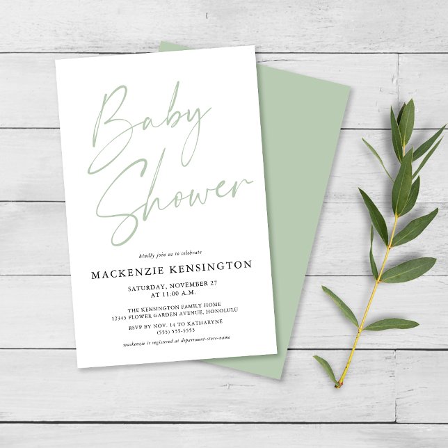 Budget Pastel Green Script Baby Shower FLYER (Creator Uploaded)