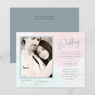 BUDGET Pastel Pink Blue Photo Wedding Invite