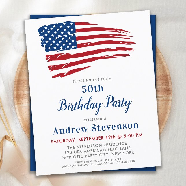 Budget Patriotic Birthday Party US Flag Invitation (Creator Uploaded)