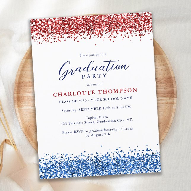 Budget Patriotic Red White Blue Glitter Graduation (Creator Uploaded)
