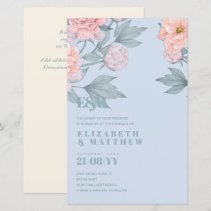 Budget Peach Floral Dusty Blue Sage Leaf Wedding