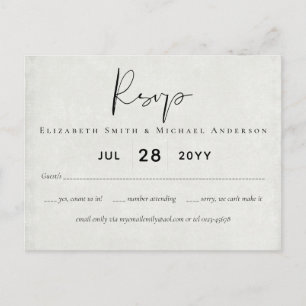 BUDGET Peach Grey Wedding Watercolor RSVP Postcard