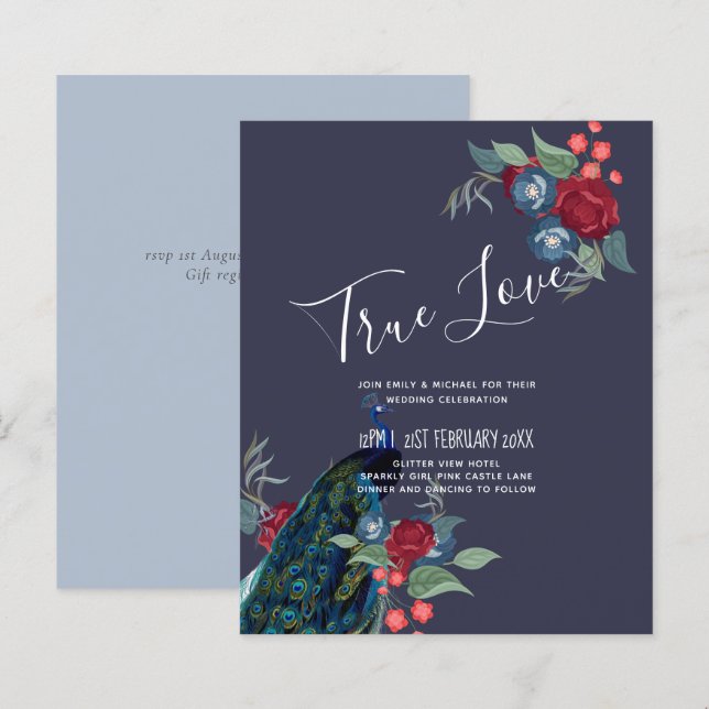 BUDGET  Peacock Blue Burgundy Winter Fall Wedding (Front/Back)