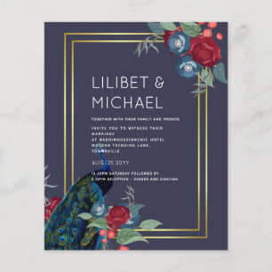 BUDGET  Peacock Blue Burgundy Winter Fall Wedding Flyer