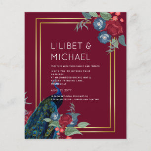 BUDGET  Peacock Blue Burgundy Winter Fall Wedding Flyer