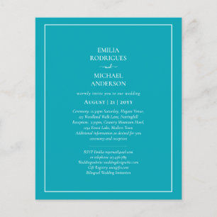 BUDGET Peacock Blue Teal Monochrome Wedding Flyer