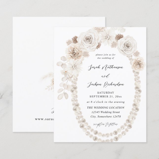 Budget Pearls & White Floral Wedding (Front/Back)