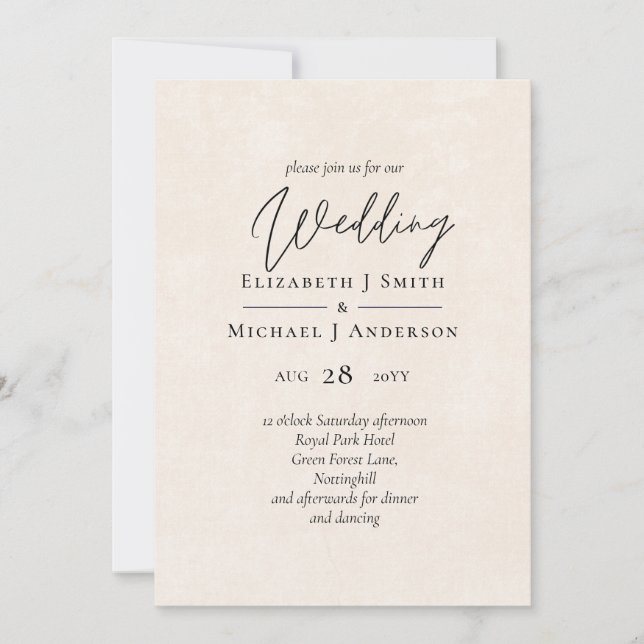 BUDGET Pêcher Gris Mariage Aquarelle Invitations (Devant)