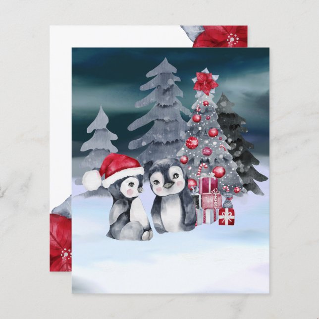BUDGET Penguin Christmas Tree Scene (Front/Back)