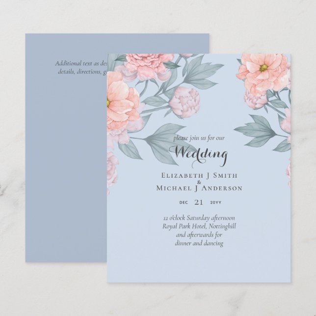 BUDGET  PEONIES Pink Sage Peach Wedding (Front/Back)