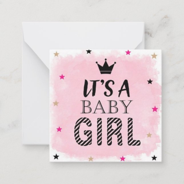Budget personalized baby girl birth announcement  (Front)