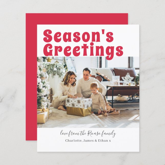 Budget Personalized Photo and Text Christmas Card (Front/Back)