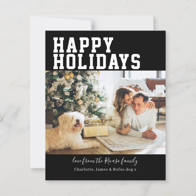 Budget Personalized Photo and Text Christmas Card (Front)