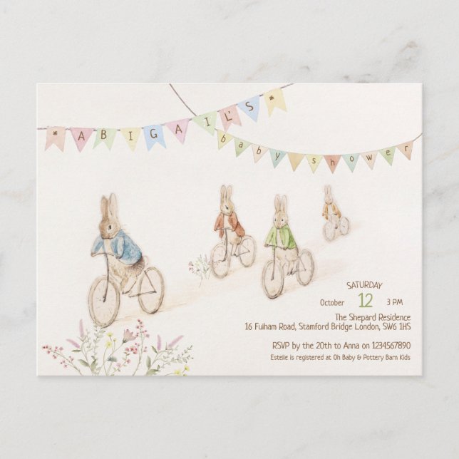 Budget Peter the Rabbit Bunny Gender Baby Shower  Postcard (Front)