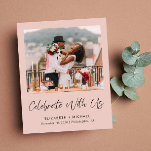 Budget Photo Blush Wedding Reception Invitation